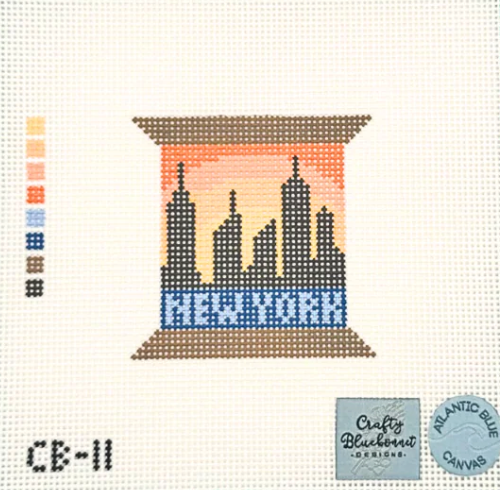 atlantic blue New York State Spool needlepoint canvas