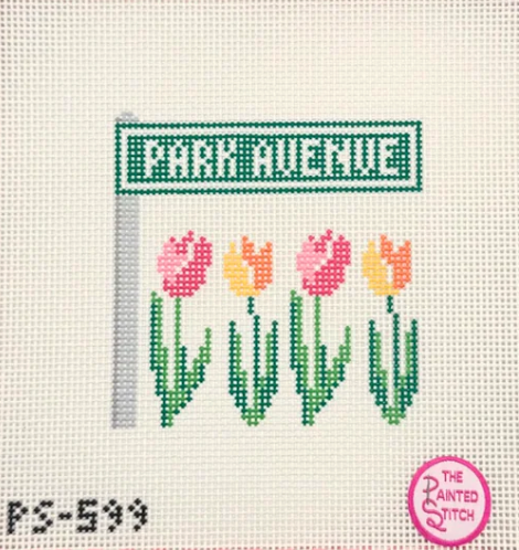 atlantic blue Park Avenue Tulips NYC needlepoint canvas