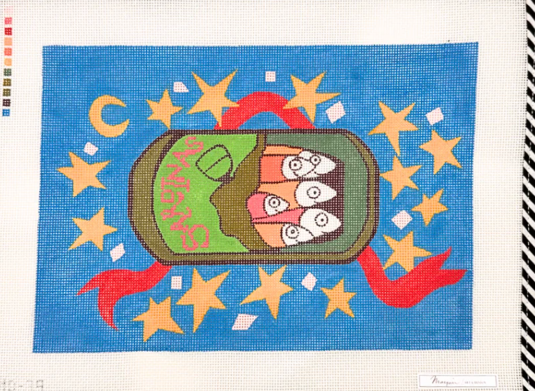 atlantic blue Sardine Clutch needlepoint canvas