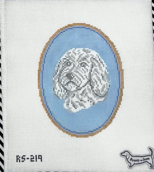 atlantic blue The Cockapoo Cameo oval ornament needlepoint canvas