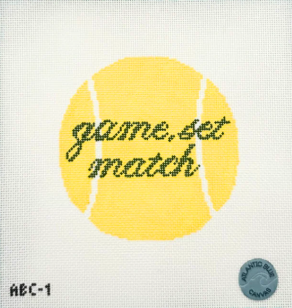 atlantic blue game, Set, Match Tennis Ball needlepoint canvas