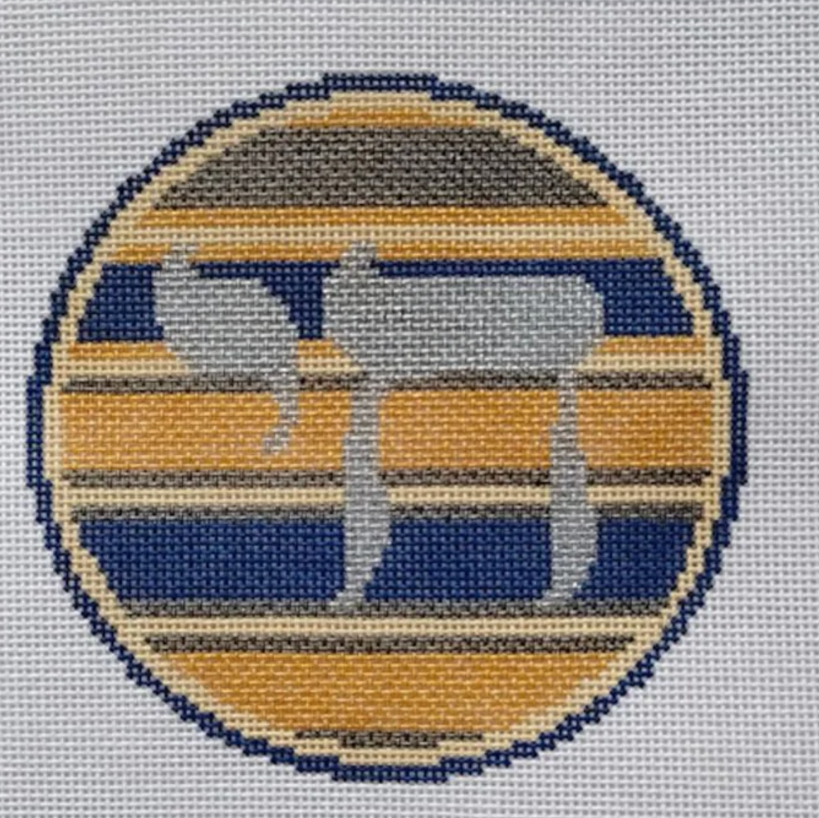 audra To Life striped Round needlepoint canvas