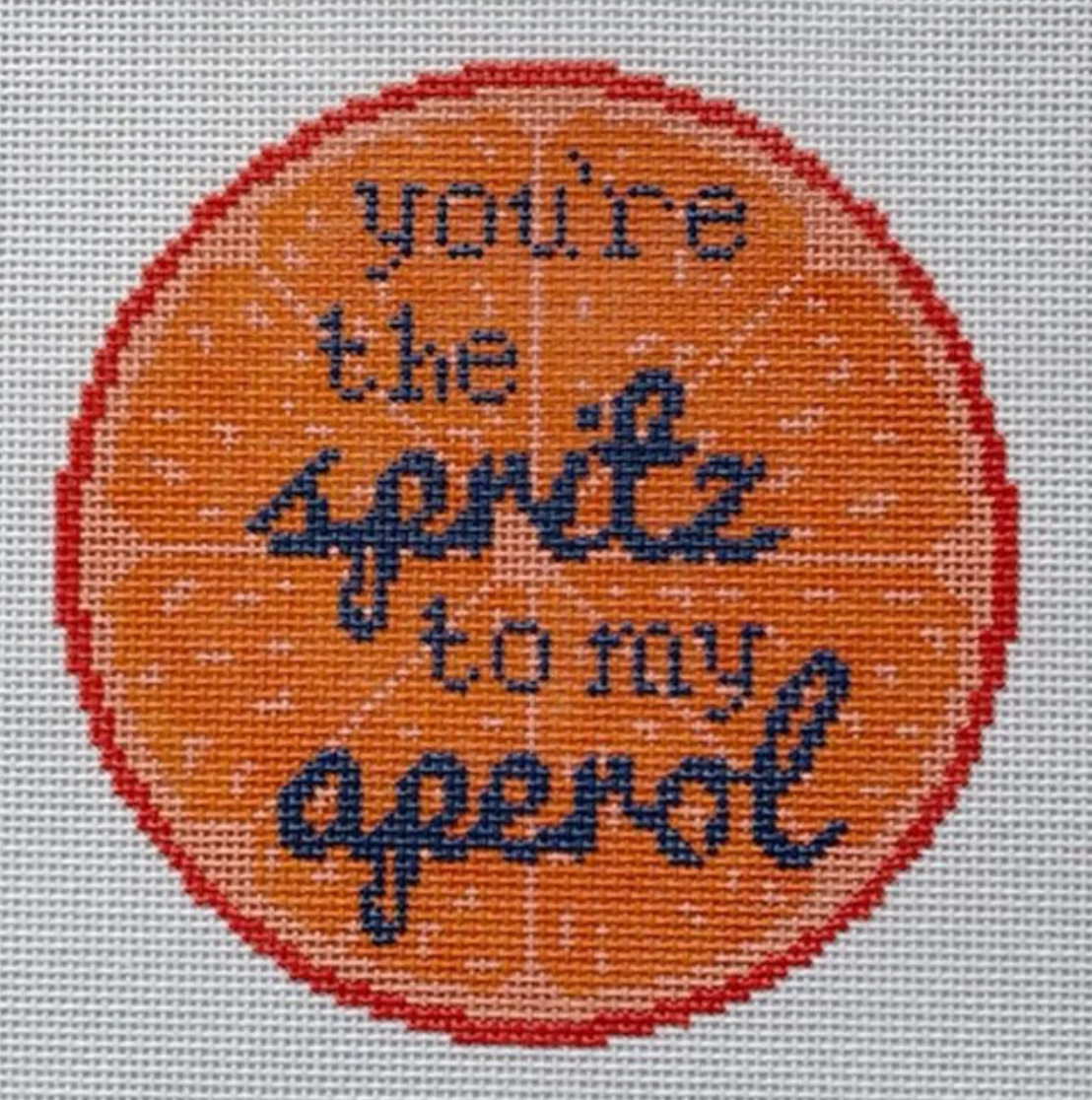 audra Youre the Spritz to my aperol Round needlepoint canvas