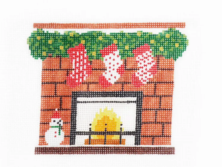 audrey wu Christmas Eve Fireplace needlepoint canvas