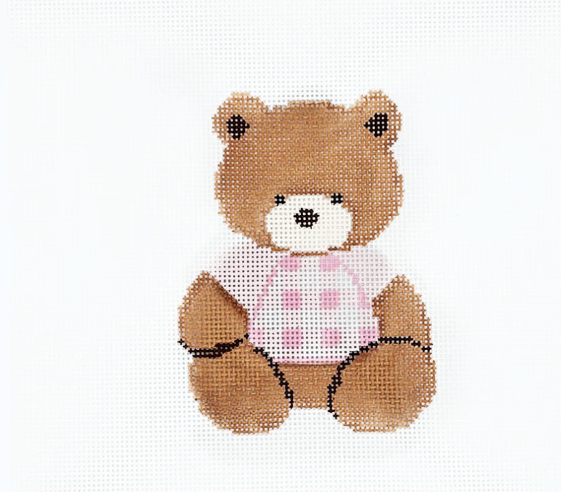 audrey wu pink gingham bear needlepoint canvas