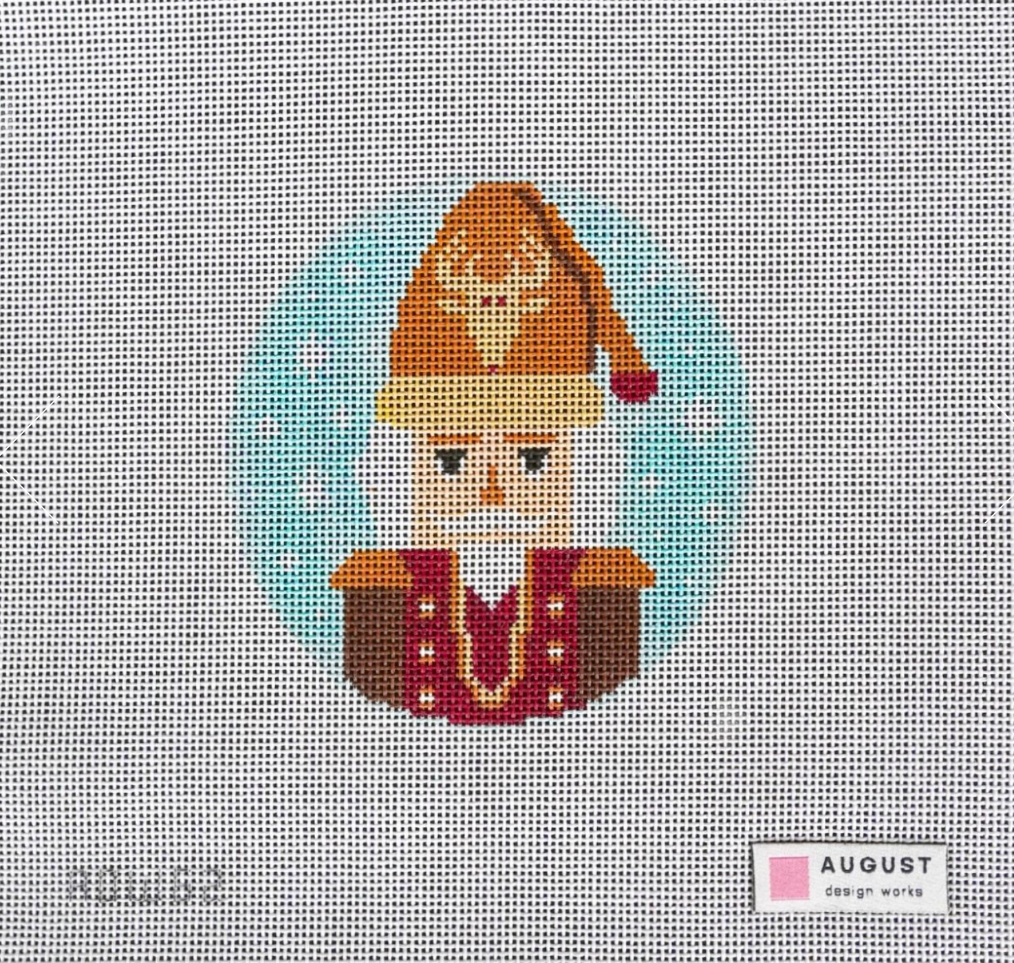 august design works Santa Nutcracker round ornament needlepoint canvas
