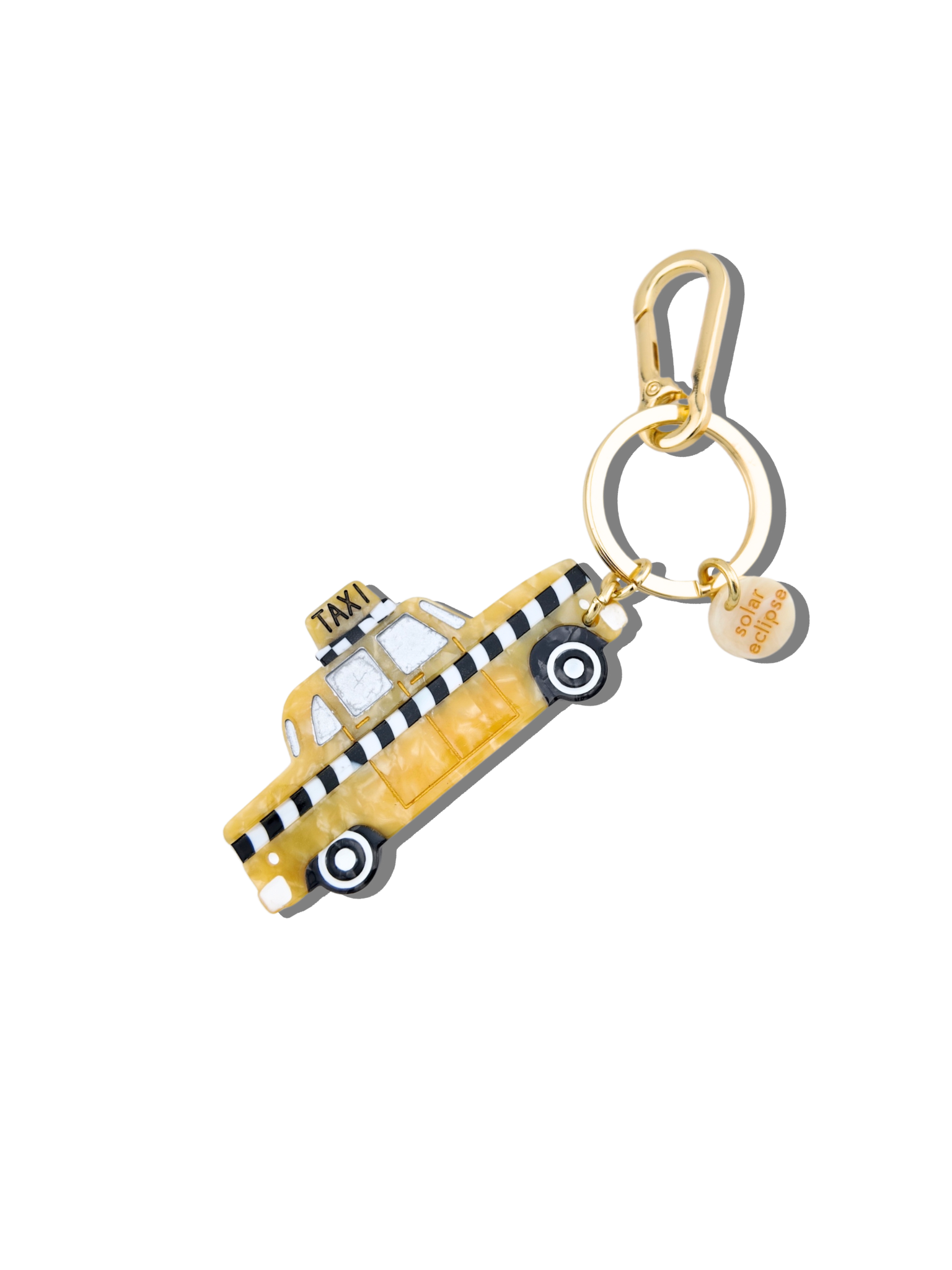 Taxi Cab Bag Charm Keychain With Needle Threader