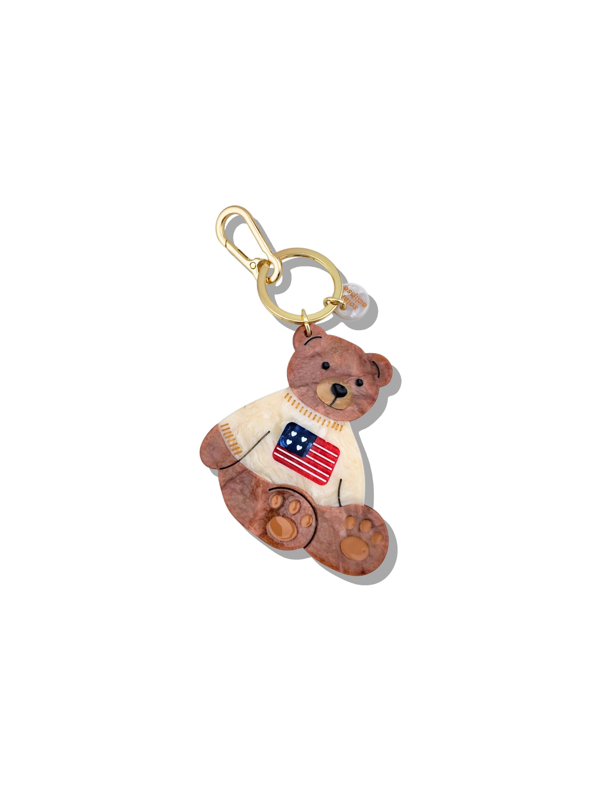 Americana Teddy Bear Bag Charm, Needle Threader, + Keychain