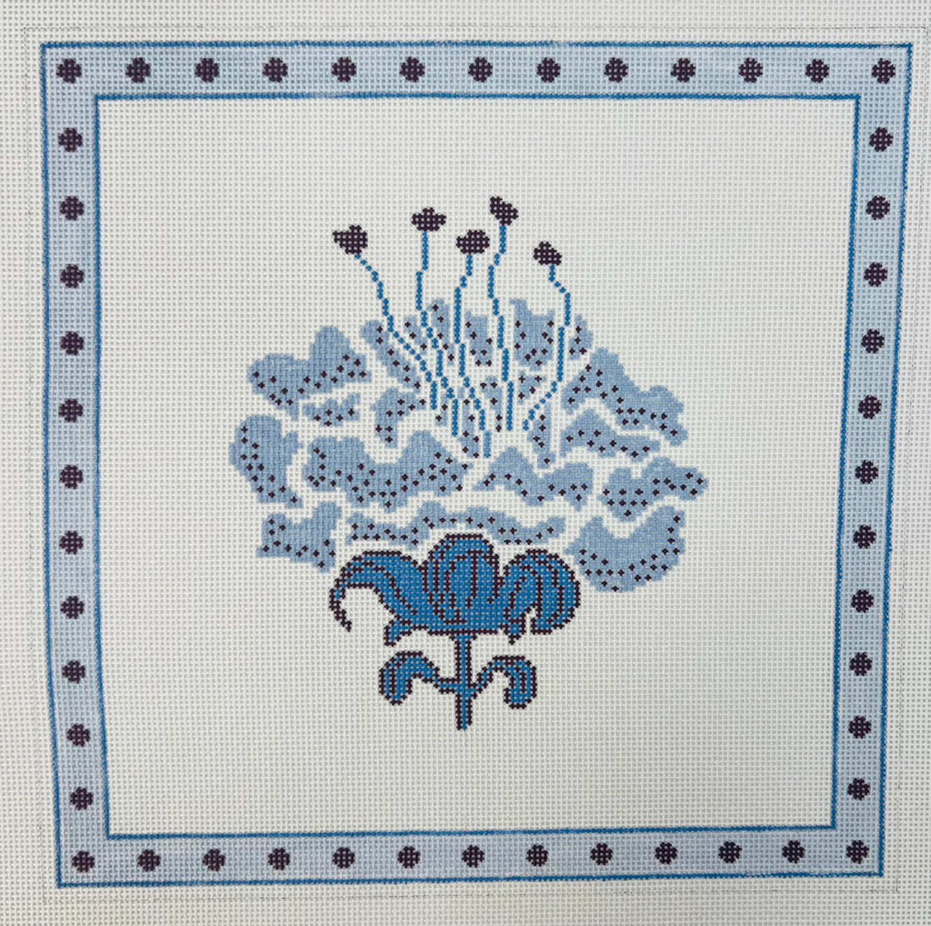 bargello needlepoint Katie Ridder Blueberry Peony needlepoint canvas
