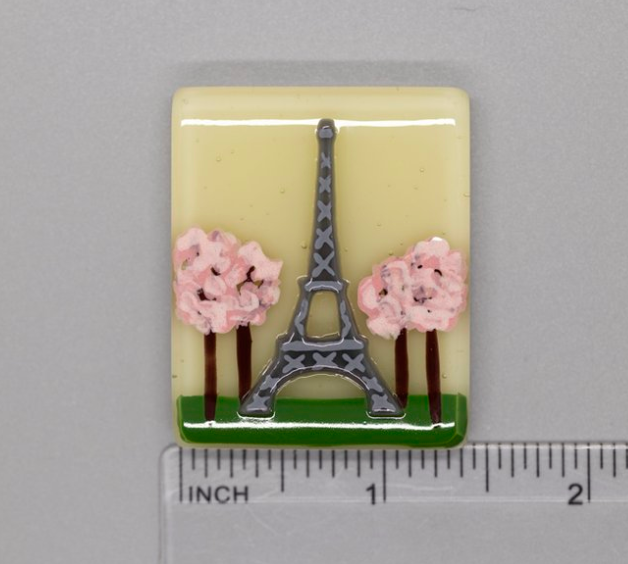 beau verre art fused glass magnet paris needleminder 