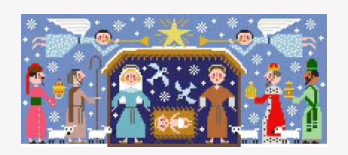 birds of a feather Joyous Christmas Nativity needlepoint canvas