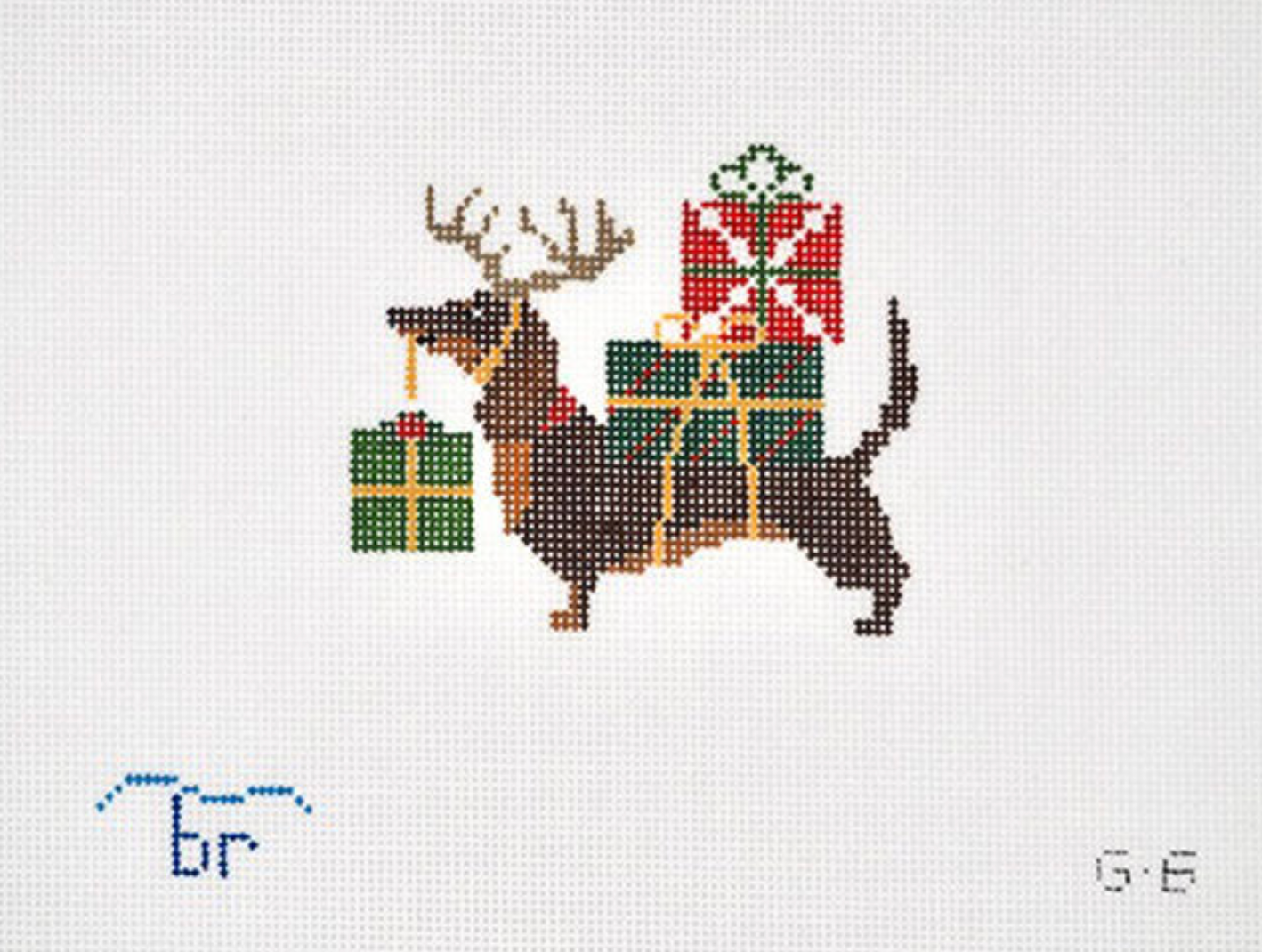 blue ridge Special Delivery Dachshund needlepoint canvas