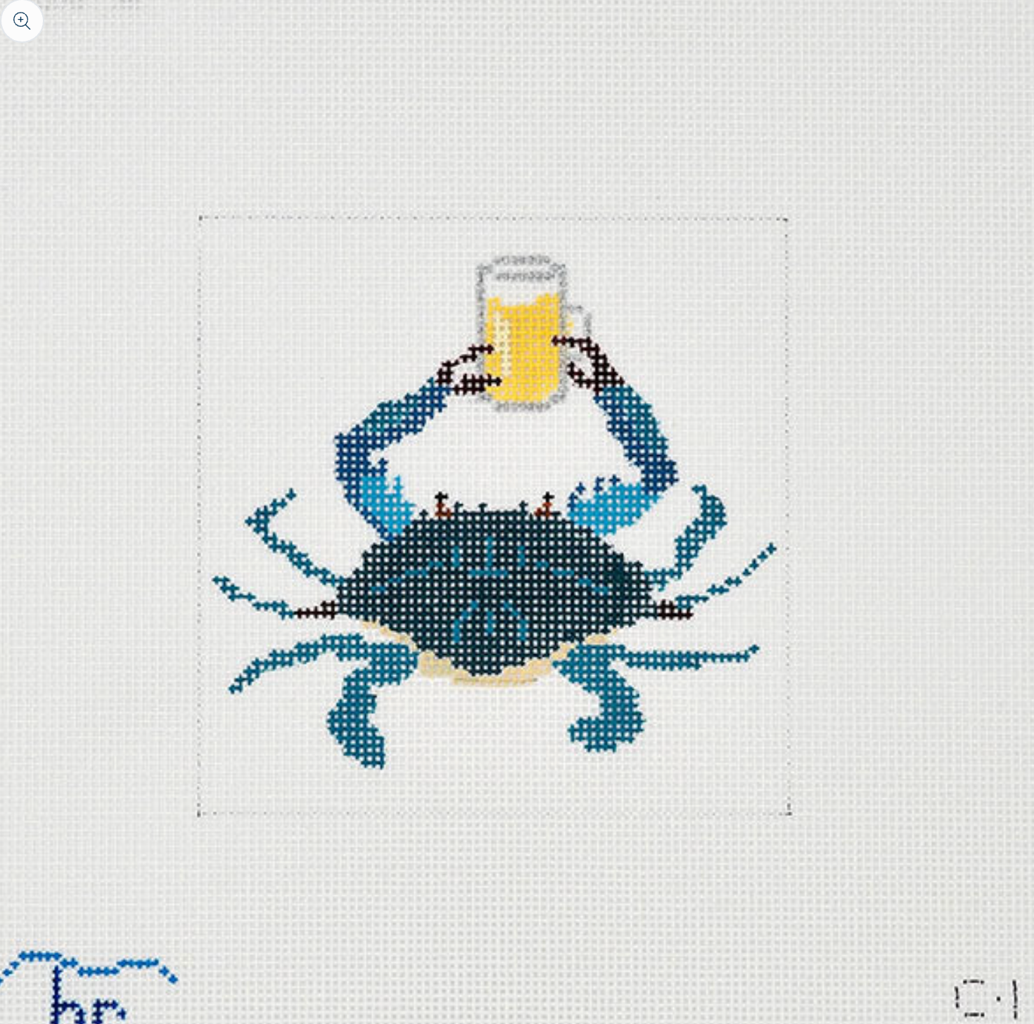 blue ridge stitchery Blue Crab and Beer needlepoint canvas