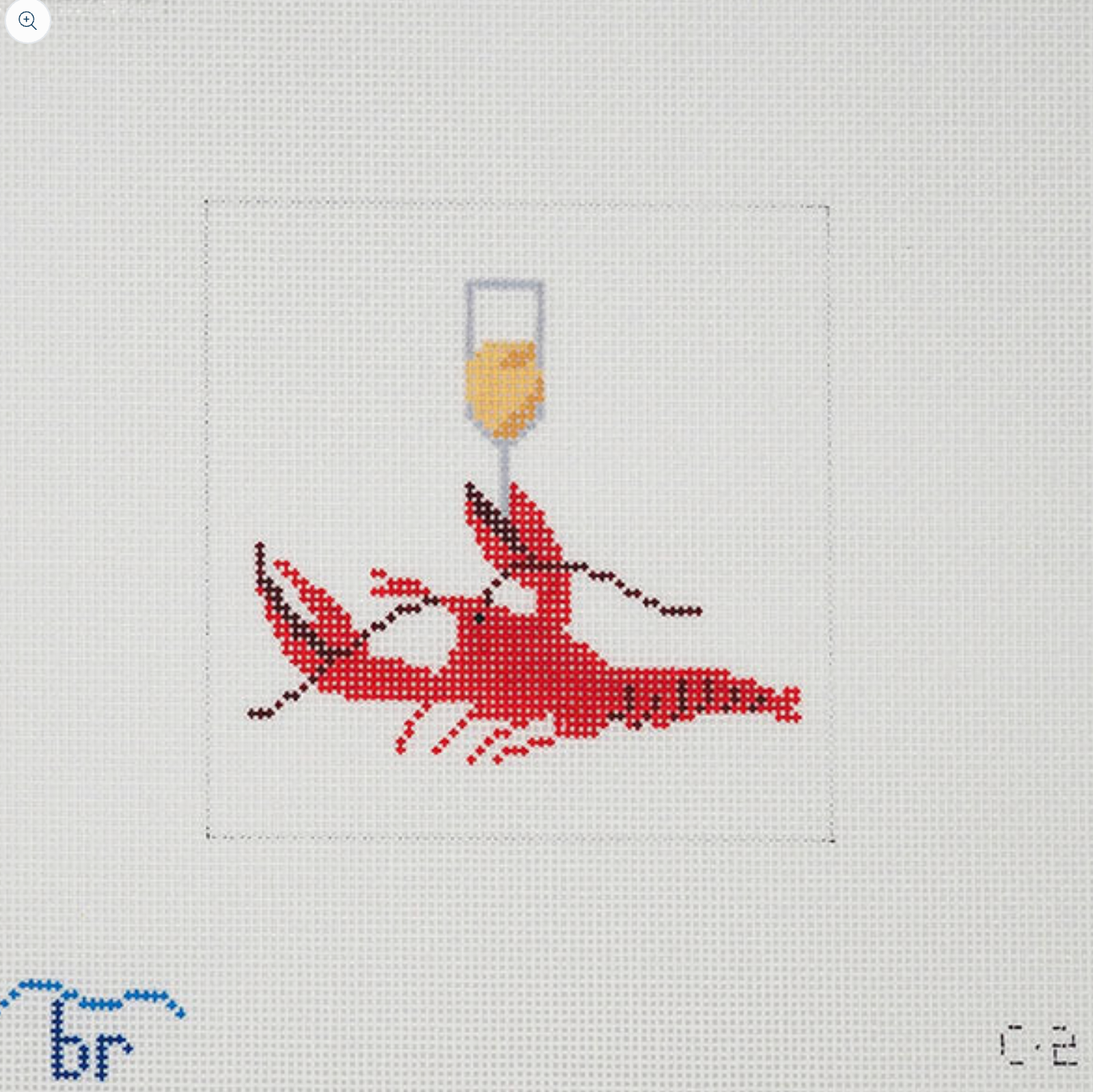 blue ridge stitchery Lobster and Champagne coaster needlepoint canvas