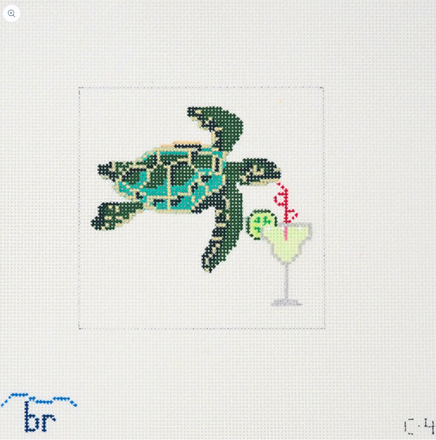 blue ridge stitchery Sea Turtle and Margarita coaster needlepoint canvas