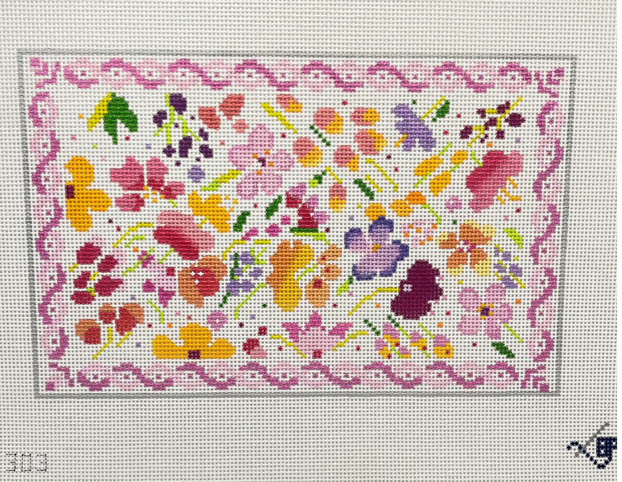 blueberry point peppy floral clutch needlepoint canvas