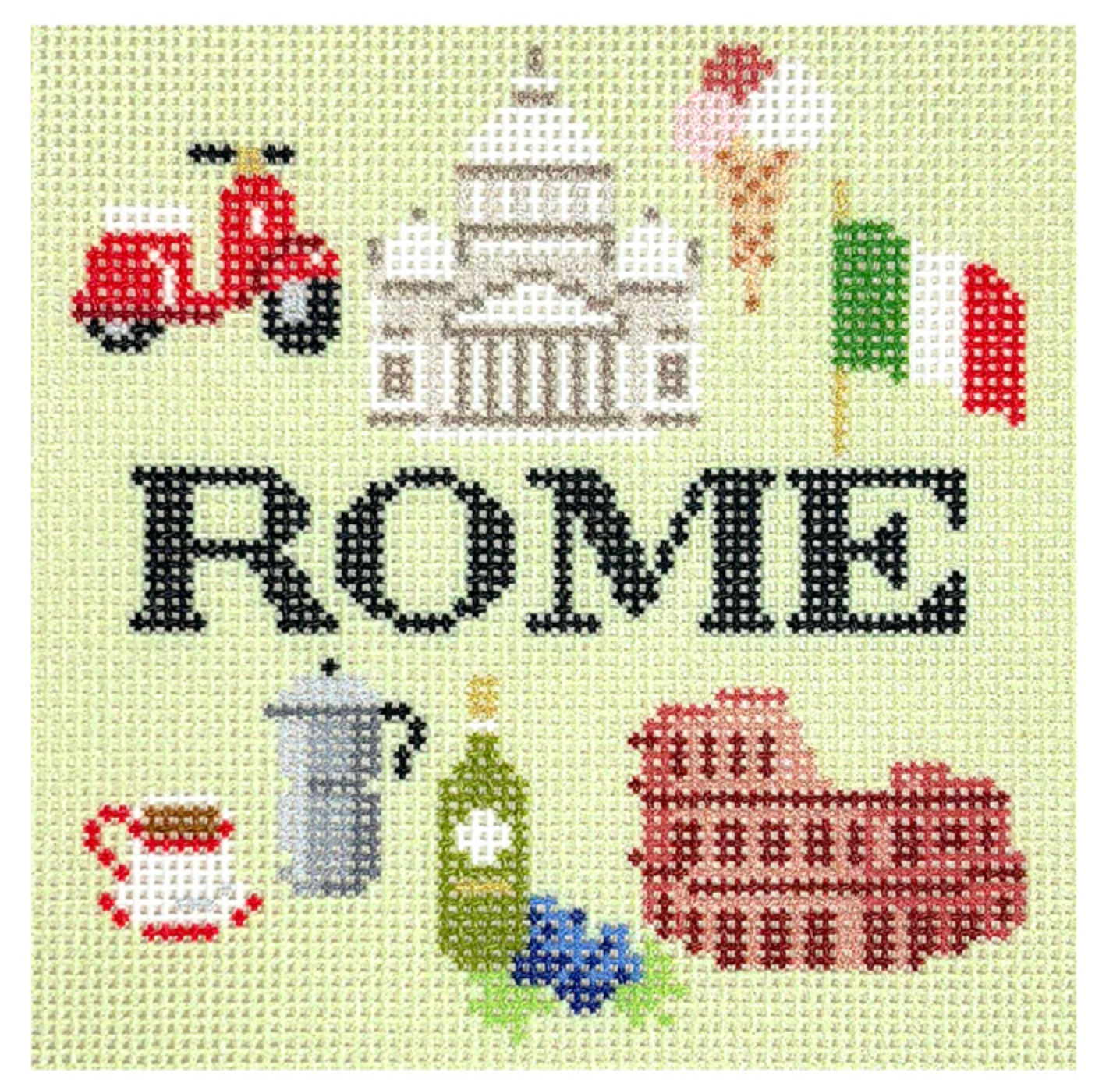 bradley Rome Travel Coaster needlepoint canvas