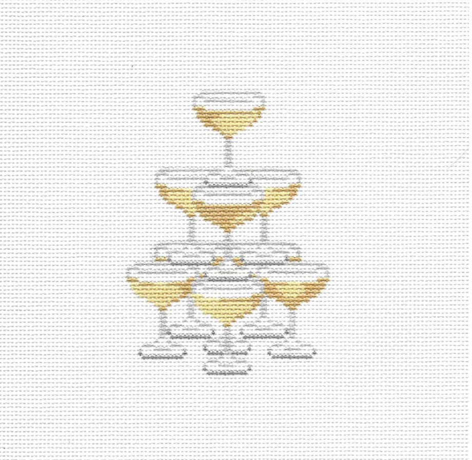cate la vie Champagne Tower needlepoint canvas