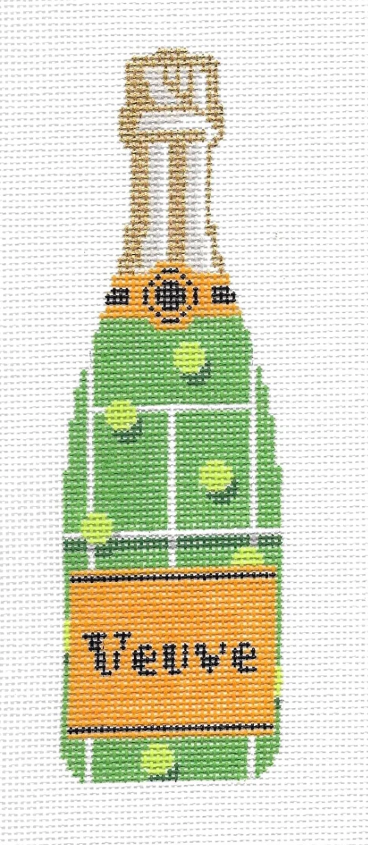 cate la vie Tennis Veuve Champagne Bottle needlepoint canvas
