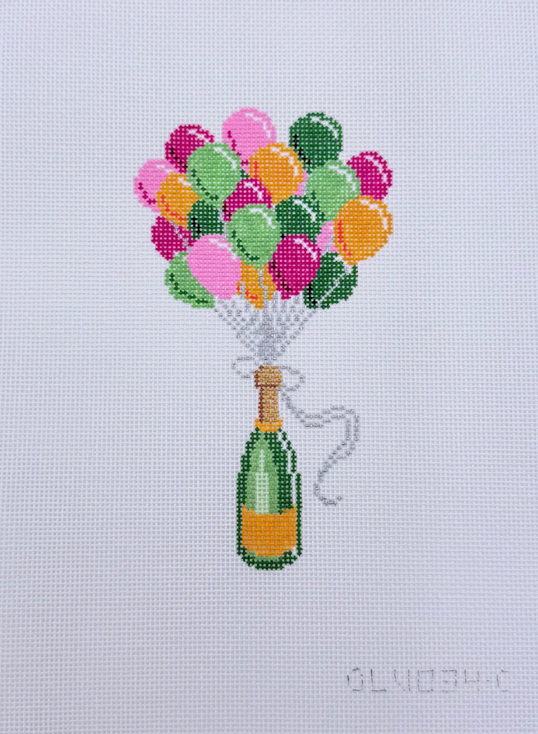 cate la champagne balloons needlepoint canvasie 