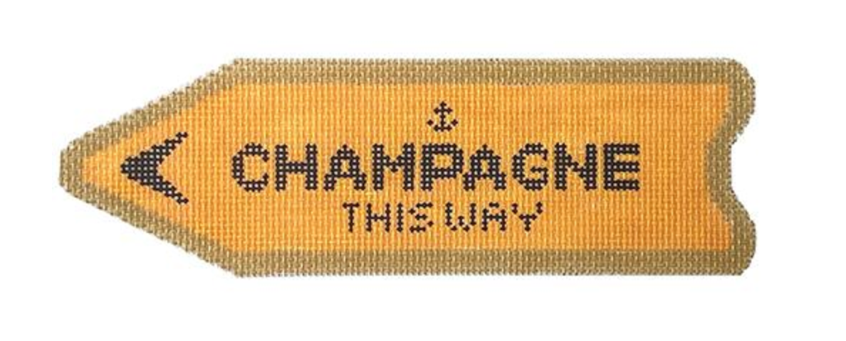 cate la vie champagne this way needlepoint canvas