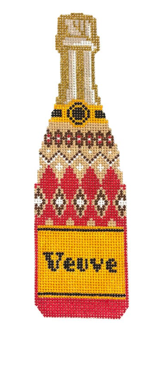 cate la vie fair isle champagne bottle veuve needlepoint canvas
