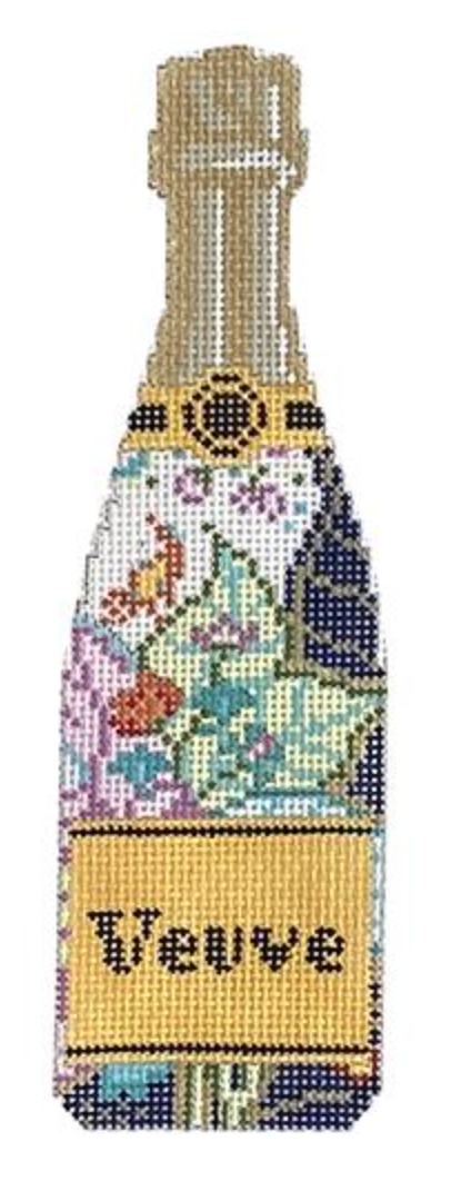 cate la vie tobacco leaf champagne bottle veuve needlepoint canvas