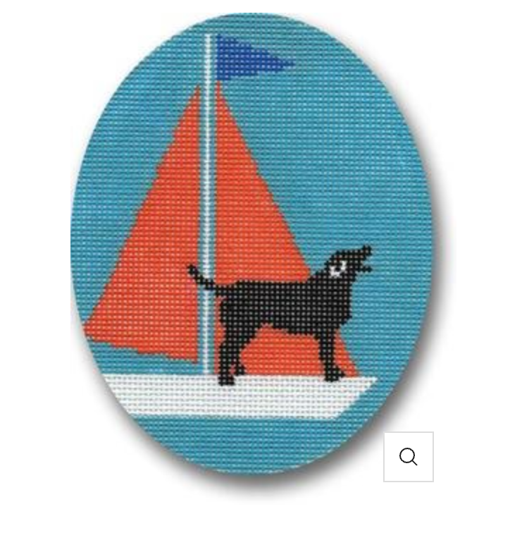 cbk black lab orange sail needlepoint canvas