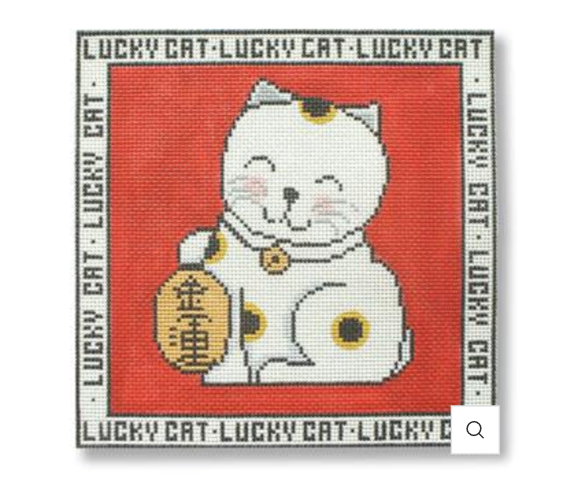 cbk lucky cat with charm needlepoint canvas