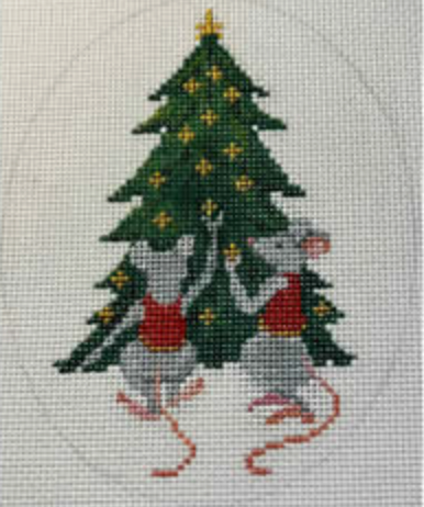 chris lewis Holiday Helpers Mice Decorating Tree needlepoint canvas
