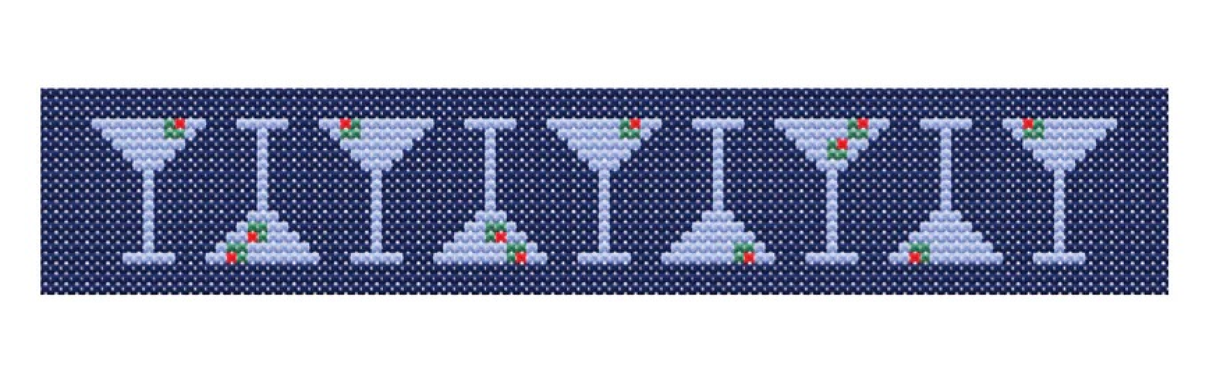 clayton evans Martini Key Fob in Navy needlepoint canvas