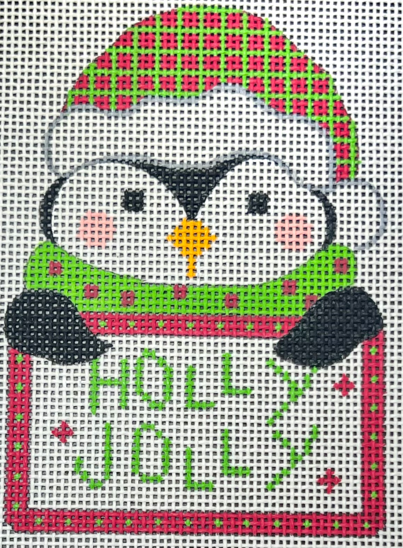 danji Penguin Tag Holly Jolly 13 Mesh needlepoint canvas