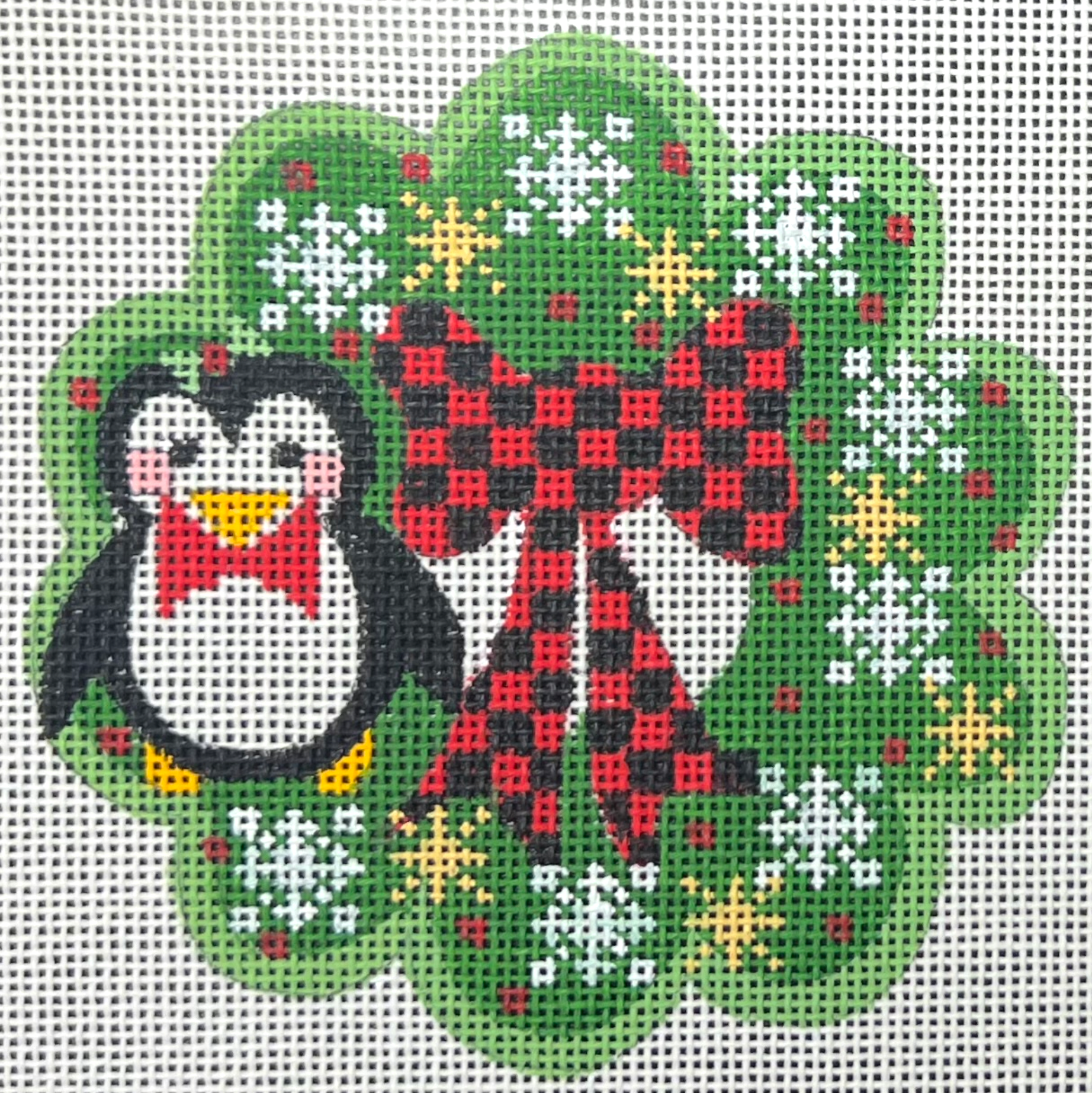 danji Penguin Wreath Ornament needlepoint canvas