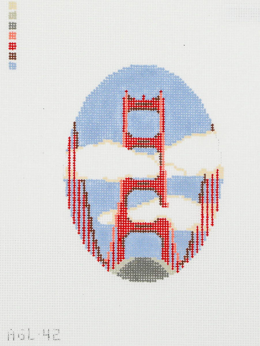 dogwood Golden Gate Bridge needlepoint canvas
