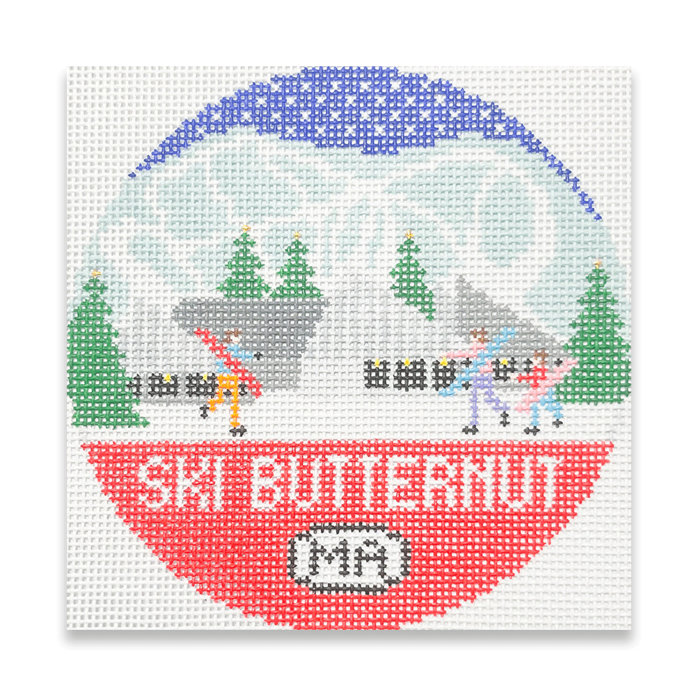 doolittle Ski Butternut Round needlepoint canvas