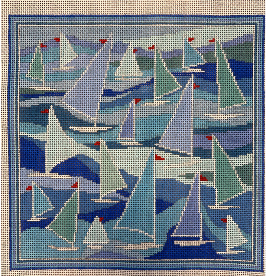 doolittle stitchery Sailboats Pillow needlepoint canvas