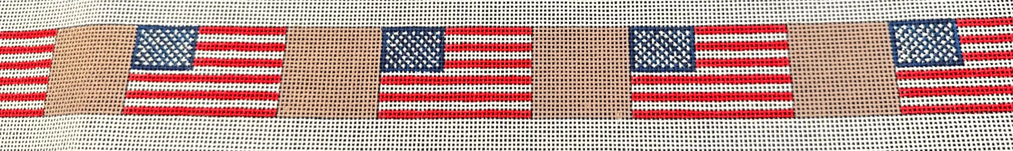 elm tree needlepoint Block American Flags Khaki Belt canvas