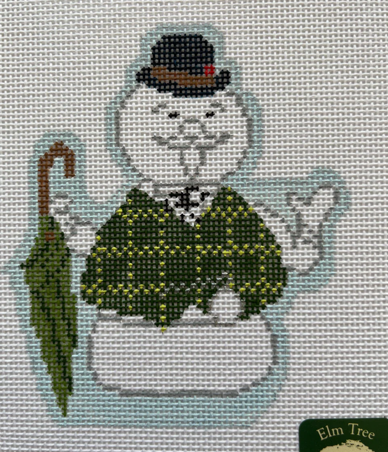 elm tree sam the snowman needlepoint canvas