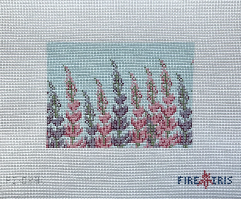 fire and iris Lupine Fields Insert needlepoint canvas