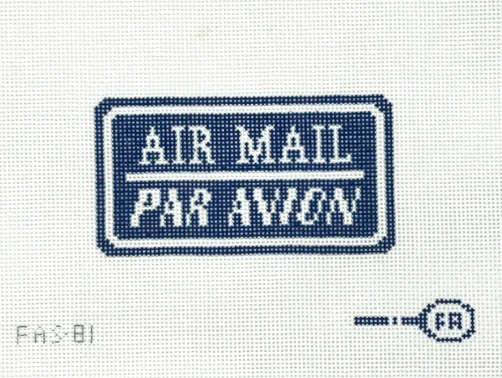 frances abel Air Mail Par Avion needlepoint canvas