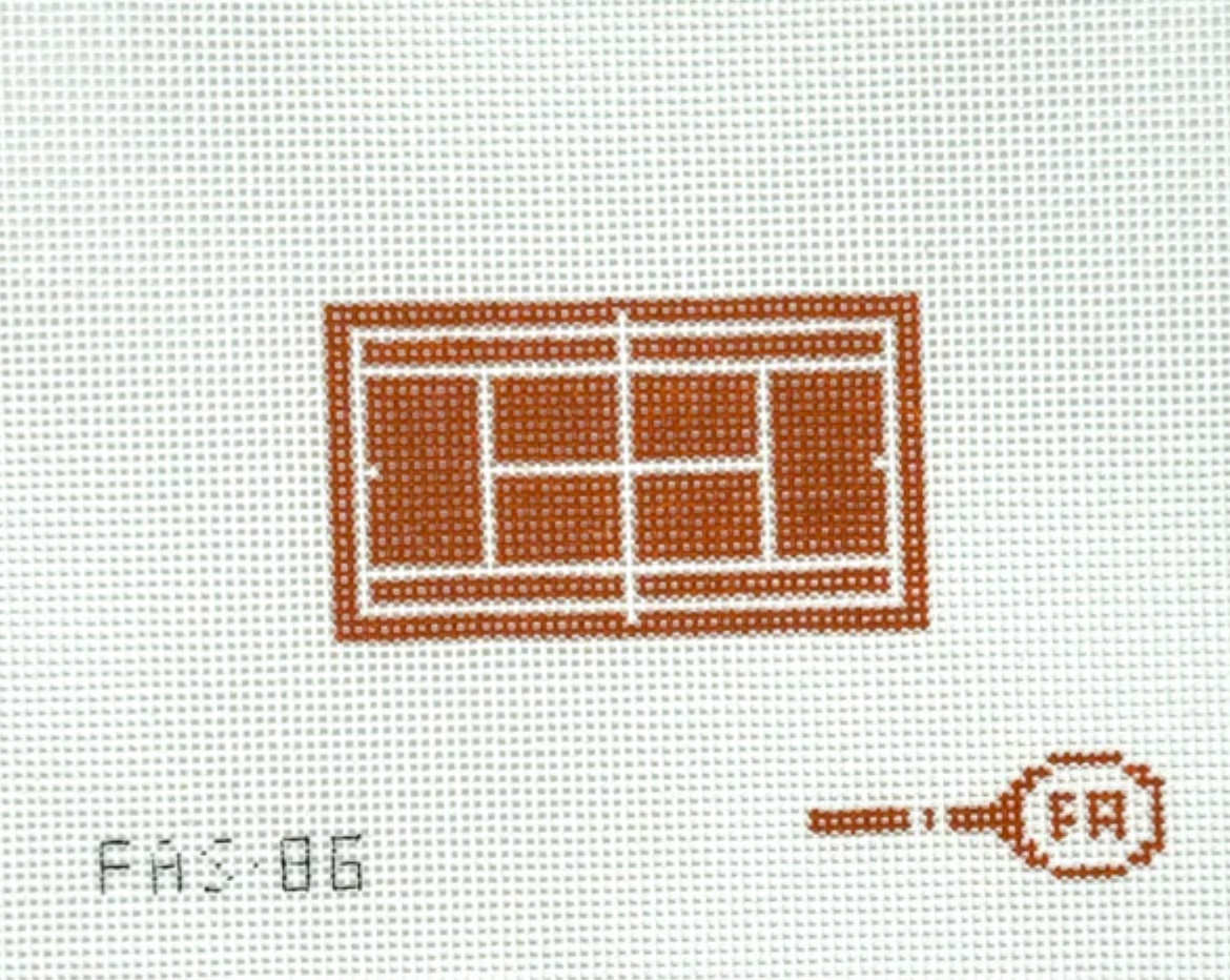 frances abel Mini Clay Tennis Court needlepoint canvas