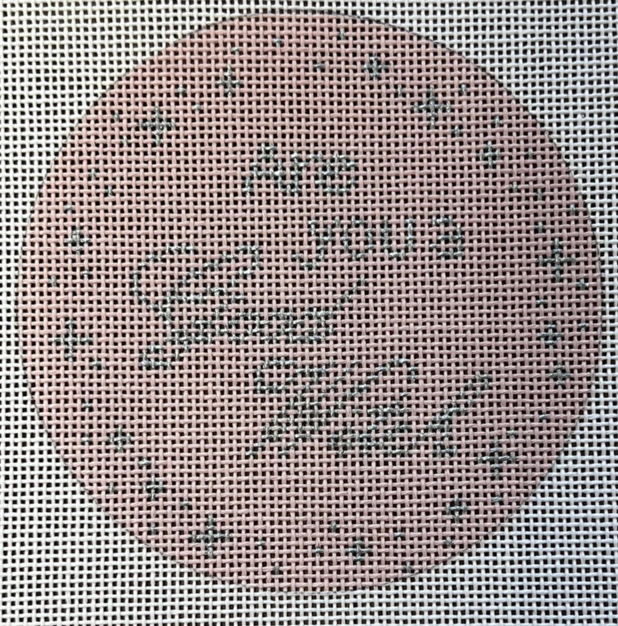 gingham stitchery Are you a Good Witch Round needlepoint canvas