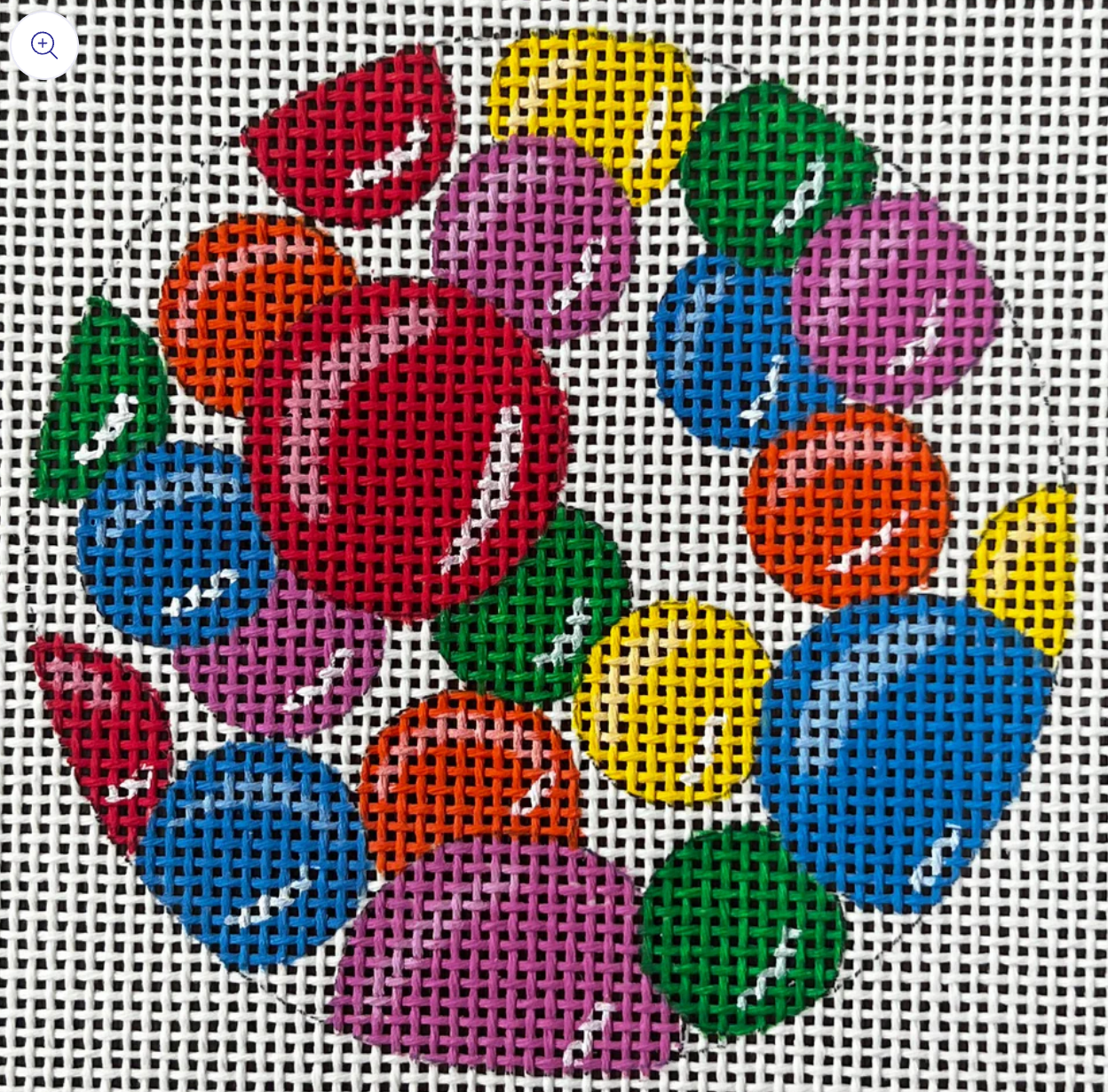 gingham stitchery maiden lane Gumballs Round needlepoint canvas