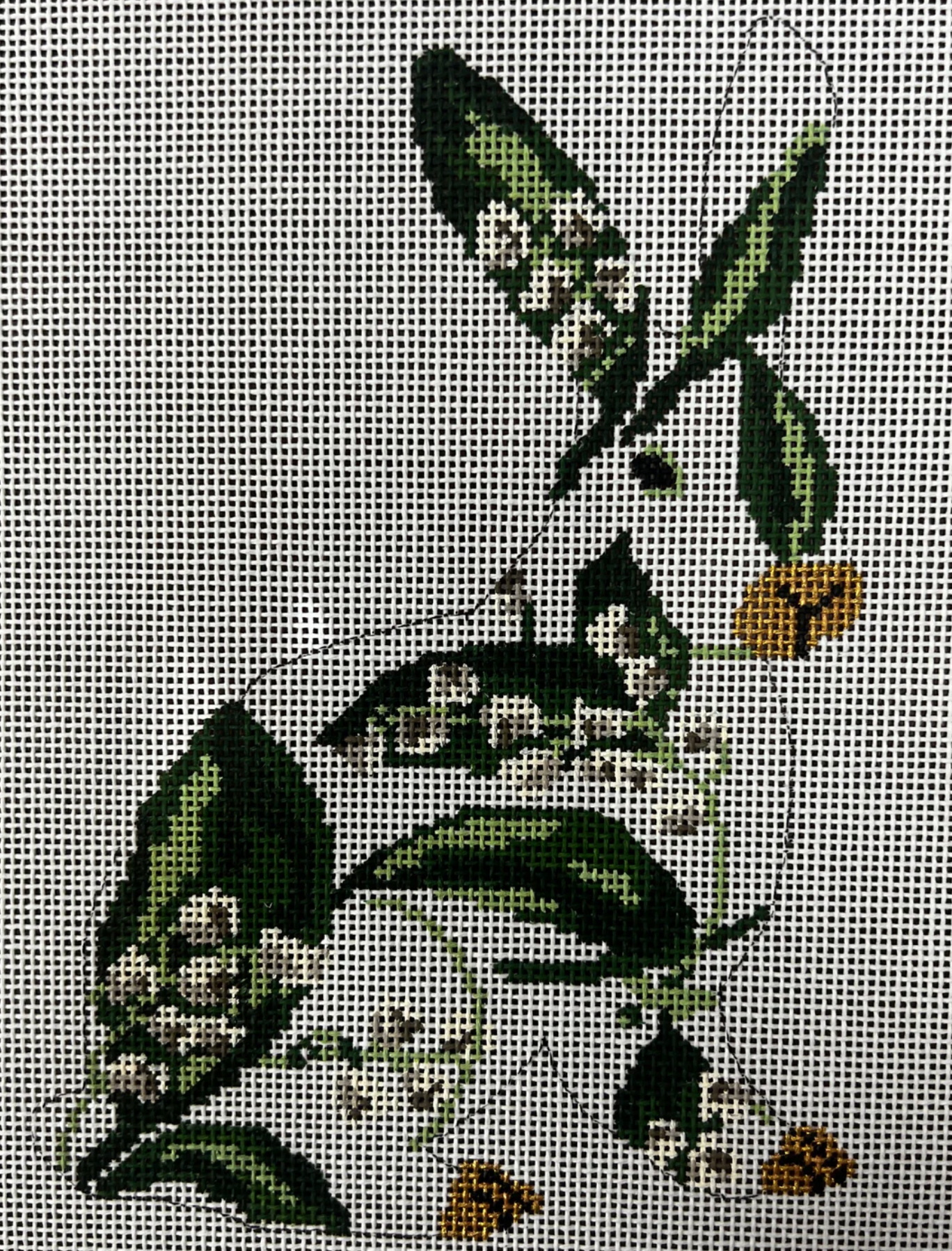 gingham stitchery Lily of the Valley Standing Bunny needlepoint canvas