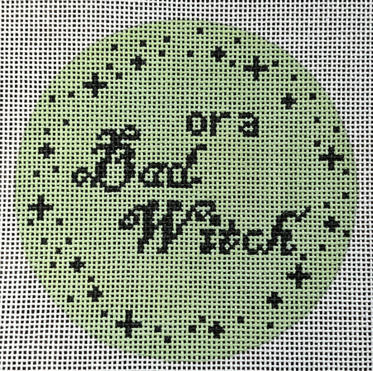 gingham stitchery Or a Bad Witch wicked Round needlepoint canvas