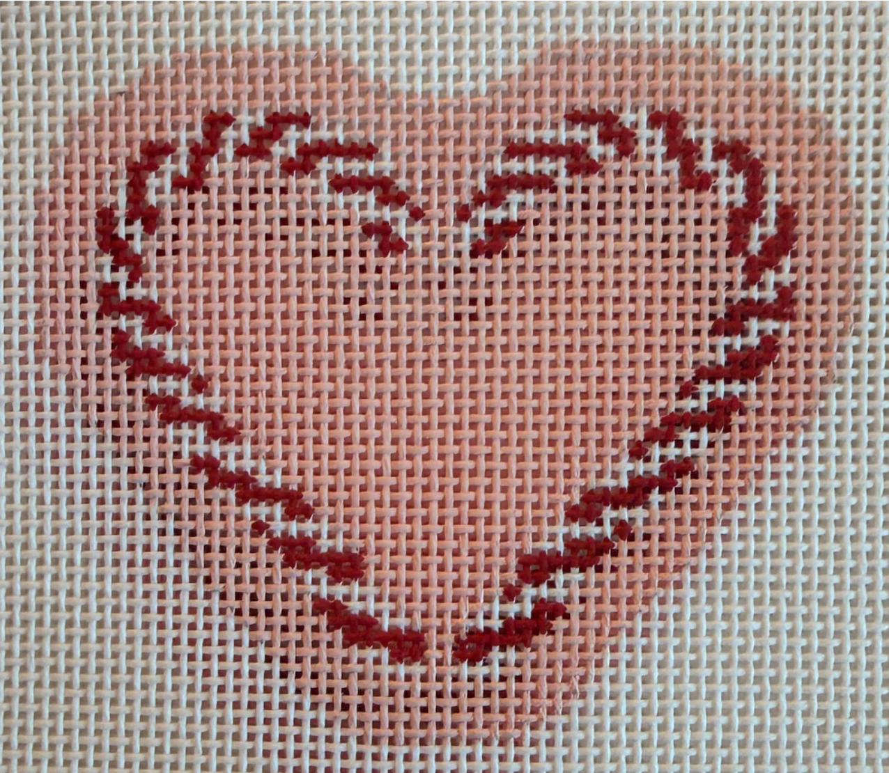 gingham stitchery Pink Candy Cane Heart 1 needlepoint canvas