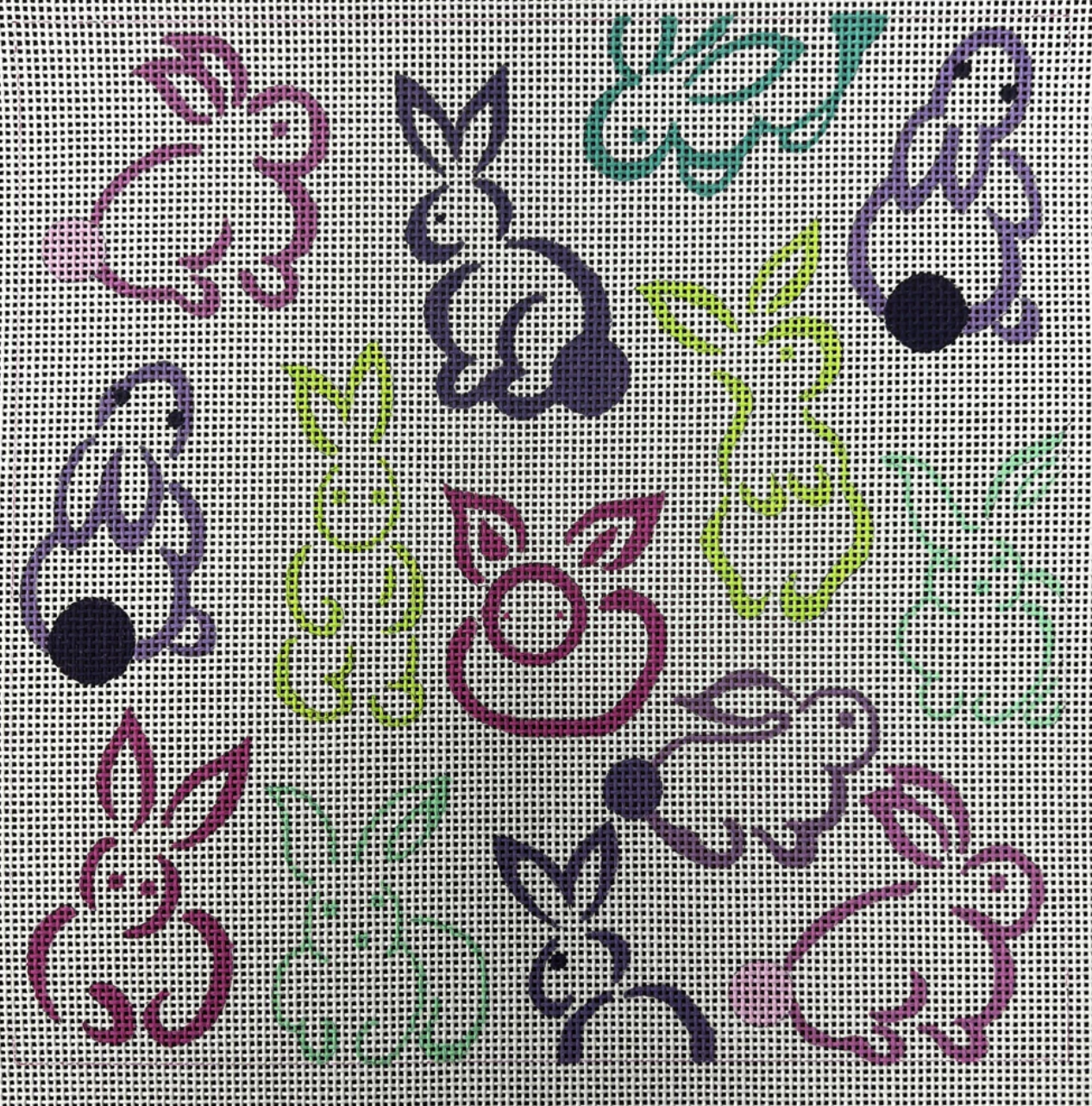 gingham stitchery Rabbit Fluffle Pillow needlepoint canvas