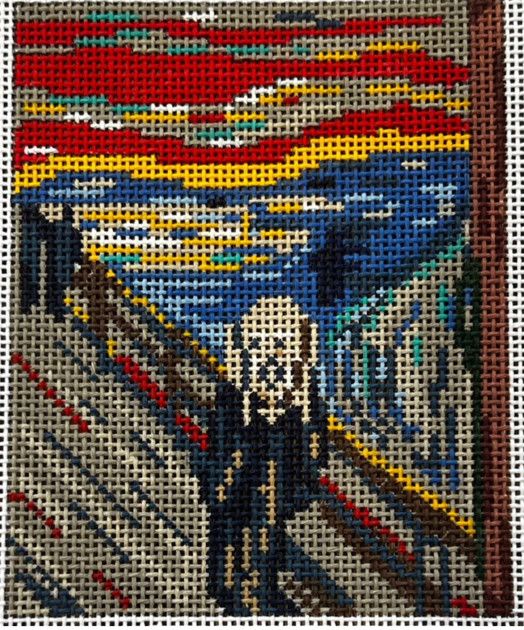 gingham stitchery The Scream needlepoint canvas