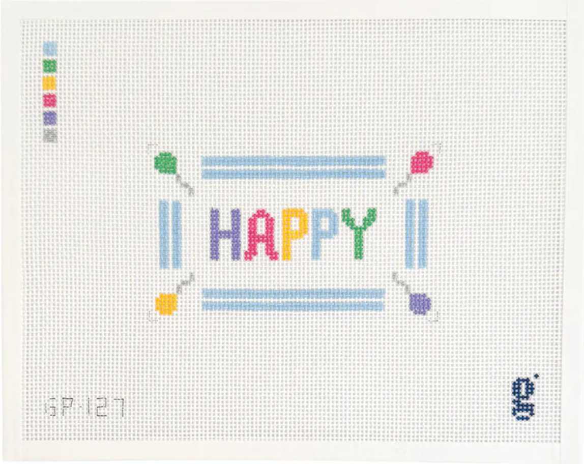 goodpoint happy sign needlepoint canvas with balloons