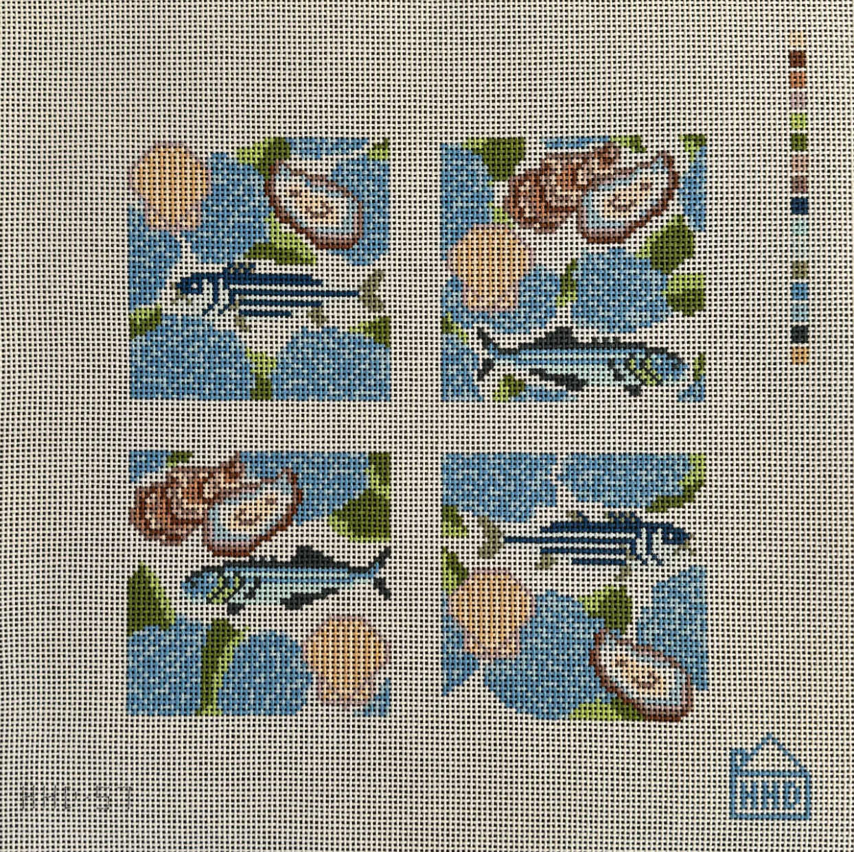 halcyon house Hydrangea Sea Garden Coaster Set needlepoint canvas